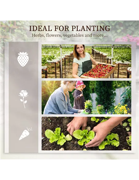 Outsunny 3 Tier Garden Planters with Trellis for Vine Climbing, Wooden Raised Beds, 95x95x110cm, Natural Tone