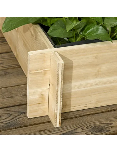 Outsunny 3 Tier Garden Planters with Trellis for Vine Climbing, Wooden Raised Beds, 95x95x110cm, Natural Tone