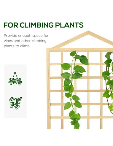 Outsunny Garden Planters with Trellis for Vine Climbing, Distressed Wooden Raised Beds, 90x43x150cm, Natural Tone