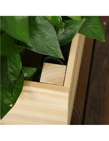 Outsunny Garden Planters with Trellis for Vine Climbing, Distressed Wooden Raised Beds, 90x43x150cm, Natural Tone