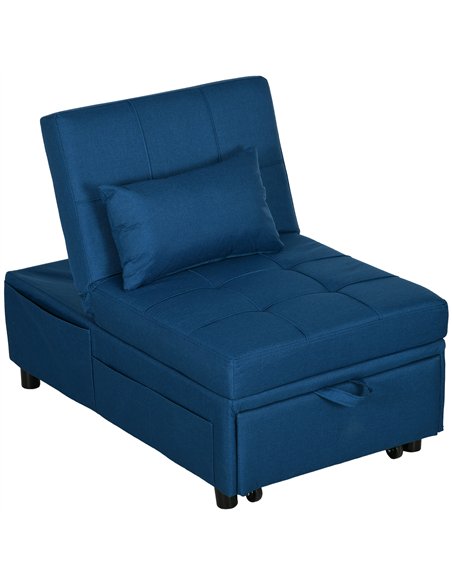 HOMCOM Convertible Chair Bed with Padding Seat, 4-in-1 Multi-Functional Sleeper Sofa Bed, Recliner with Adjustable Backrest, Sid