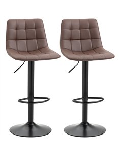 HOMCOM Adjustable Bar Stools Set of 2, Swivel PU Leather Upholstered Barstools with Tufted Seat and Back, Breakfast Bar Chairs f