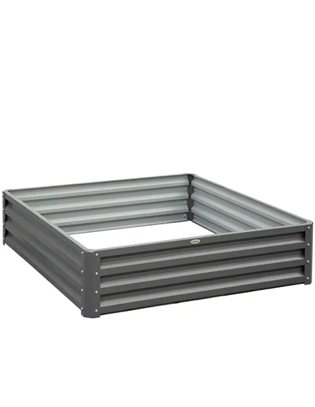 Outsunny 432L Square Raised Garden Bed Box Steel Frame for Vegetables, Flowers and Herbs, 120 x 120 x 30cm, Light Grey