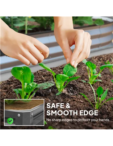 Outsunny 432L Square Raised Garden Bed Box Steel Frame for Vegetables, Flowers and Herbs, 120 x 120 x 30cm, Light Grey