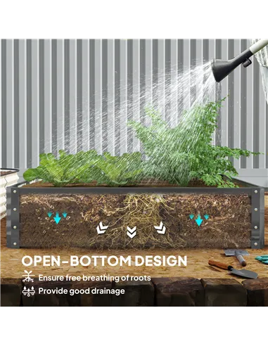 Outsunny 432L Square Raised Garden Bed Box Steel Frame for Vegetables, Flowers and Herbs, 120 x 120 x 30cm, Light Grey