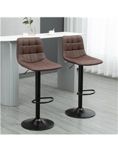 HOMCOM Adjustable Bar Stools Set of 2, Swivel PU Leather Upholstered Barstools with Tufted Seat and Back, Breakfast Bar Chairs f 2