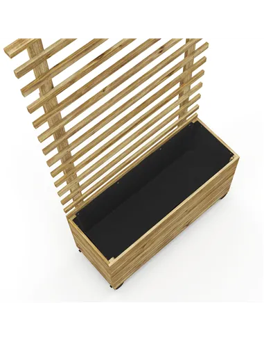 Outsunny Wooden Raised Planter, with Back Trellis - Natural Finish