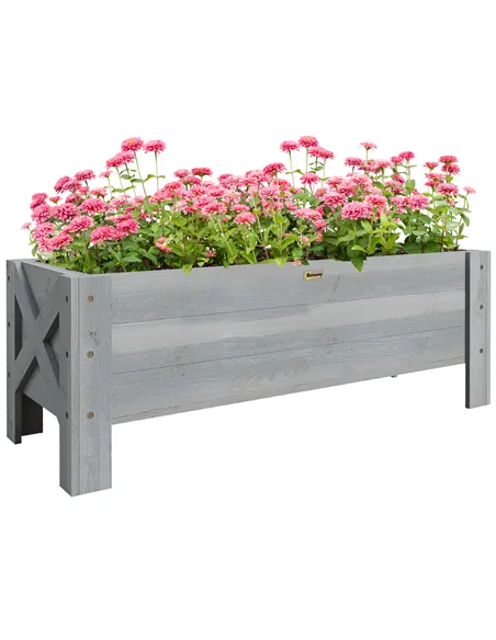 Outsunny 58L Garden Raised Bed Planter Grow Containers for Outdoor Patio Plant Flower Vegetable Pot Fir Wood, 100 x 36.5 x 36 cm