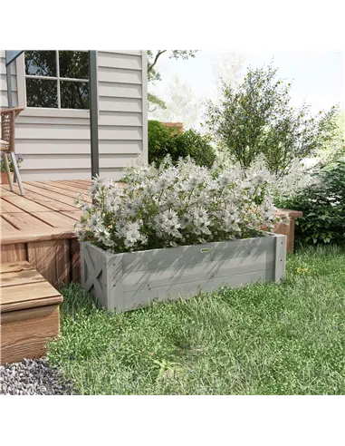 Outsunny 58L Garden Raised Bed Planter Grow Containers for Outdoor Patio Plant Flower Vegetable Pot Fir Wood, 100 x 36.5 x 36 cm