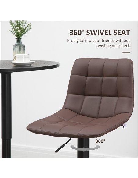 HOMCOM Adjustable Bar Stools Set of 2, Swivel PU Leather Upholstered Barstools with Tufted Seat and Back, Breakfast Bar Chairs f