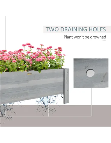 Outsunny 58L Garden Raised Bed Planter Grow Containers for Outdoor Patio Plant Flower Vegetable Pot Fir Wood, 100 x 36.5 x 36 cm