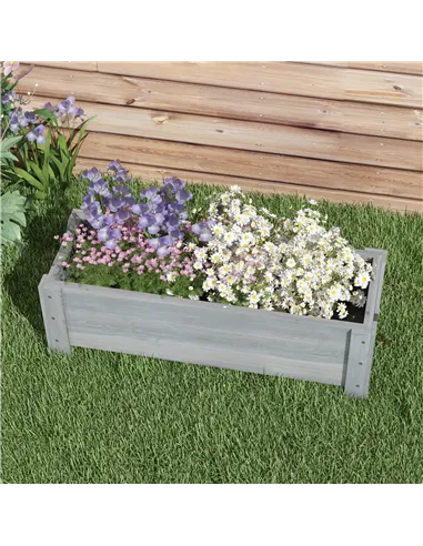 Outsunny 58L Garden Raised Bed Planter Grow Containers for Outdoor Patio Plant Flower Vegetable Pot Fir Wood, 100 x 36.5 x 36 cm