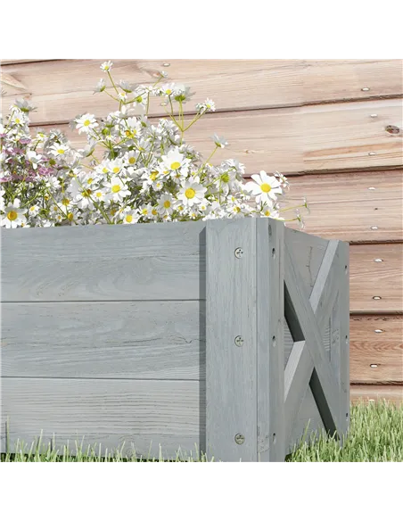 Outsunny 58L Garden Raised Bed Planter Grow Containers for Outdoor Patio Plant Flower Vegetable Pot Fir Wood, 100 x 36.5 x 36 cm