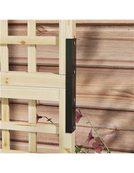 Outsunny Raised Bed with Drainage Holes, Wood Planter with Trellis for Climbing Plants to Grow Vegetables, Flowers, Natural