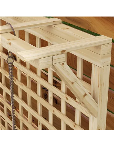 Outsunny Raised Bed with Drainage Holes, Wood Planter with Trellis for Climbing Plants to Grow Vegetables, Flowers, Natural