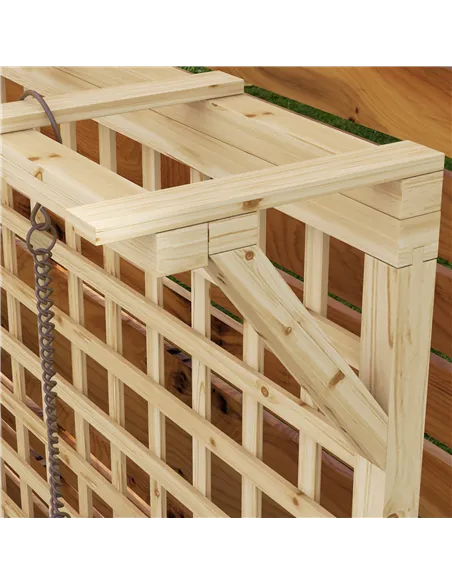 Outsunny Raised Bed with Drainage Holes, Wood Planter with Trellis for Climbing Plants to Grow Vegetables, Flowers, Natural