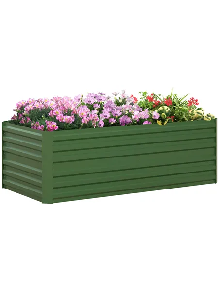 Outsunny Raised Beds for Garden, Galvanised Steel Outdoor Planters with Multi-reinforced Rods, 180 x 90 x 59 cm, Green