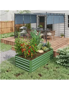 Outsunny Raised Beds for Garden, Galvanised Steel Outdoor Planters with Multi-reinforced Rods, 180 x 90 x 59 cm, Green 2