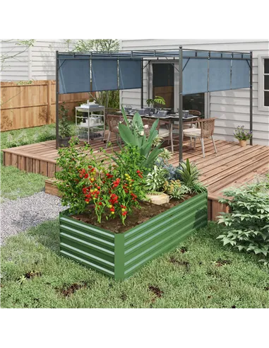 Outsunny Raised Beds for Garden, Galvanised Steel Outdoor Planters with Multi-reinforced Rods, 180 x 90 x 59 cm, Green