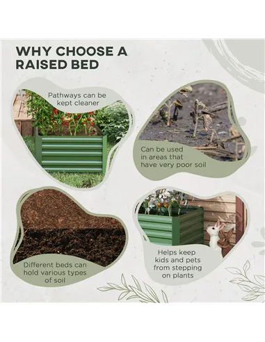 Outsunny Raised Beds for Garden, Galvanised Steel Outdoor Planters with Multi-reinforced Rods, 180 x 90 x 59 cm, Green