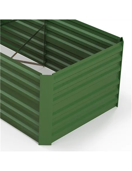 Outsunny Raised Beds for Garden, Galvanised Steel Outdoor Planters with Multi-reinforced Rods, 180 x 90 x 59 cm, Green