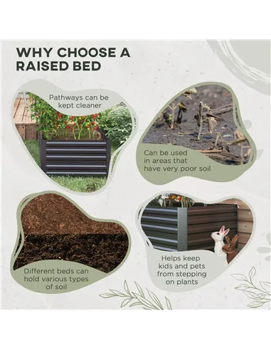 Outsunny Raised Beds for Garden, Galvanised Steel Outdoor Planters with Multi-reinforced Rods, 180 x 90 x 59 cm, Dark Grey