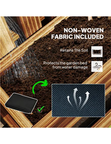 Outsunny Wall-mounted Wooden Garden Planters with Trellis, Drainage Holes and 3 Planter Boxes for Patio, Carbonised