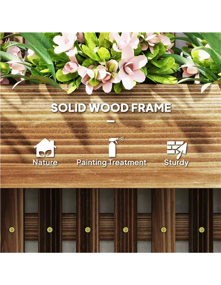 Outsunny Wall-mounted Wooden Garden Planters with Trellis, Drainage Holes and 3 Planter Boxes for Patio, Carbonised