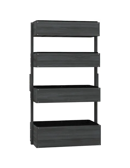 Outsunny Four-Tier Basket Wooden Plant Stand - Grey