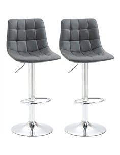 HOMCOM Adjustable Bar Stools Set of 2, Swivel PU Leather Upholstered Barstools with Tufted Seat and Back, Breakfast Bar Chairs f