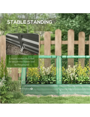 Outsunny Metal Planter Box with Cover, Raised Garden Bed with Greenhouse, for Herbs and Vegetables, Green and Dark Grey