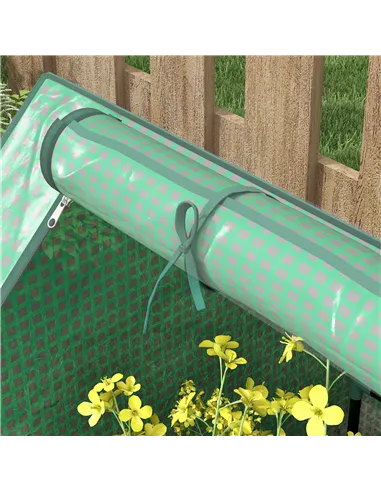 Outsunny Metal Planter Box with Cover, Raised Garden Bed with Greenhouse, for Herbs and Vegetables, Green and Dark Grey