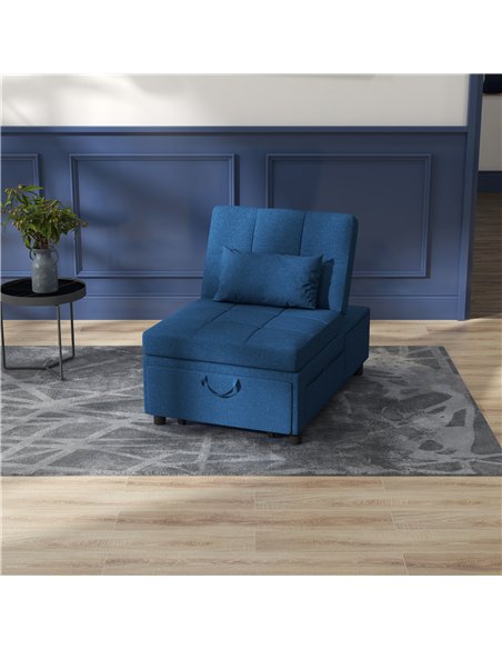 HOMCOM Convertible Chair Bed with Padding Seat, 4-in-1 Multi-Functional Sleeper Sofa Bed, Recliner with Adjustable Backrest, Sid