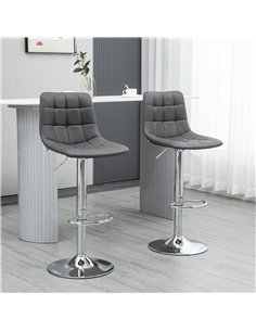 HOMCOM Adjustable Bar Stools Set of 2, Swivel PU Leather Upholstered Barstools with Tufted Seat and Back, Breakfast Bar Chairs f 2