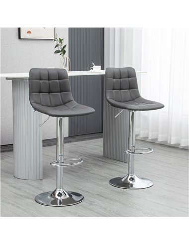 HOMCOM Adjustable Bar Stools Set of 2, Swivel PU Leather Upholstered Barstools with Tufted Seat and Back, Breakfast Bar Chairs f