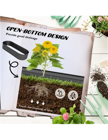 Outsunny Galvanised Raised Garden Bed, Metal Planter Box with Safety Edging, for Flowers, Herbs, Succulents, Dark Grey