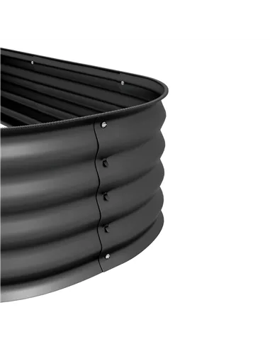 Outsunny Galvanised Raised Garden Bed, Metal Planter Box with Safety Edging, for Flowers, Herbs, Succulents, Dark Grey