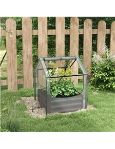 Outsunny 61 x 61cm Garden Planter Bed, with Cover - Grey 2