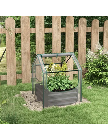 Outsunny 61 x 61cm Garden Planter Bed, with Cover - Grey