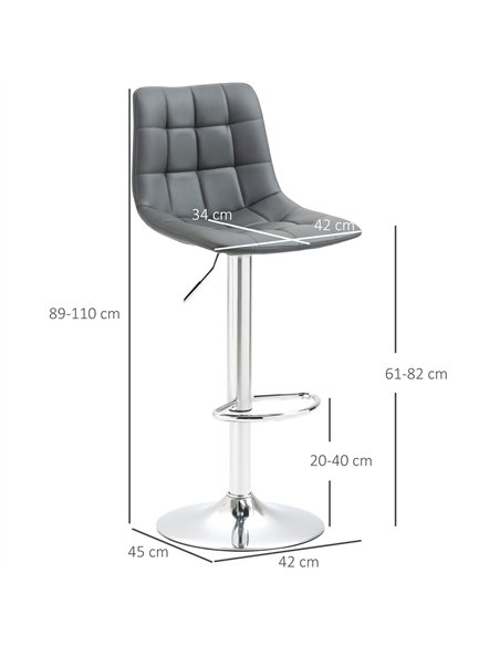 HOMCOM Adjustable Bar Stools Set of 2, Swivel PU Leather Upholstered Barstools with Tufted Seat and Back, Breakfast Bar Chairs f