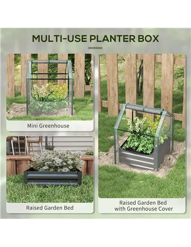 Outsunny 61 x 61cm Garden Planter Bed, with Cover - Grey