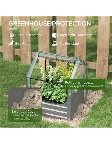 Outsunny 61 x 61cm Garden Planter Bed, with Cover - Grey