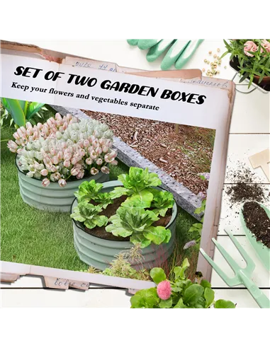 Outsunny Set of 2 Raised Garden Bed, Metal Planter Box with Safety Edging, Easy-to-assemble Stock Tank, Green