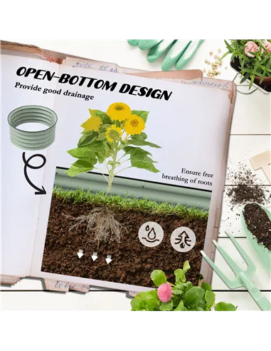 Outsunny Set of 2 Raised Garden Bed, Metal Planter Box with Safety Edging, Easy-to-assemble Stock Tank, Green