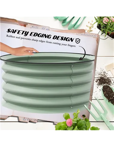 Outsunny Set of 2 Raised Garden Bed, Metal Planter Box with Safety Edging, Easy-to-assemble Stock Tank, Green