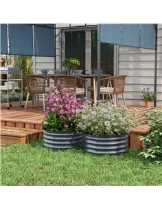 Outsunny Set of 2 Raised Garden Bed, Metal Planter Box with Safety Edging, Easy-to-assemble Stock Tank, Dark Grey 2
