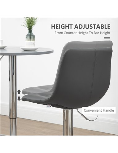 HOMCOM Adjustable Bar Stools Set of 2, Swivel PU Leather Upholstered Barstools with Tufted Seat and Back, Breakfast Bar Chairs f