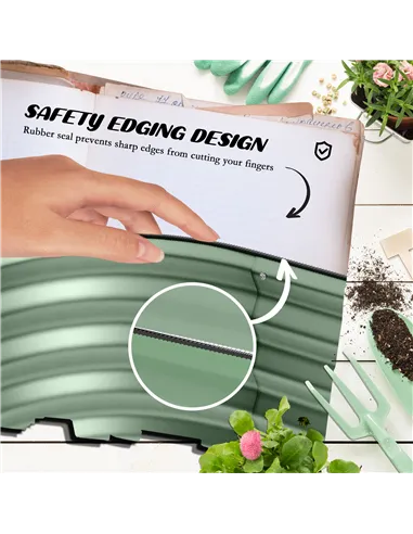 Outsunny Galvanised Raised Garden Bed, Metal Planter Box with Safety Edging, for Flowers, Herbs, Succulents, Green