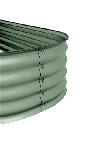 Outsunny Galvanised Raised Garden Bed, Metal Planter Box with Safety Edging, for Flowers, Herbs, Succulents, Green