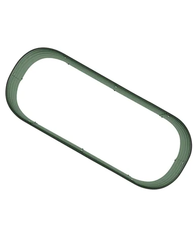 Outsunny Galvanised Raised Garden Bed, Metal Planter Box with Safety Edging, for Flowers, Herbs, Succulents, Green